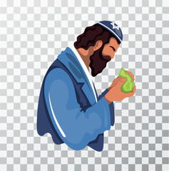 A Jewish man examines an etrog