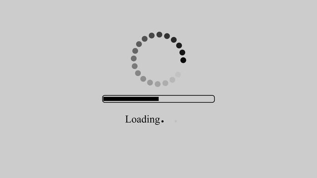 Loading progress bar with spinner on white background &ndash; website buffering and processing concept.