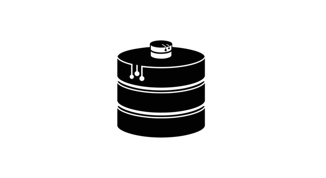 Black Oil Drum with Metal Lid.