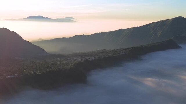 mountain landscape with fog