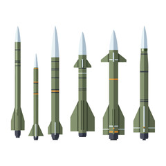 Fototapeta premium Ballistic Missile Collection in Various Stages of Launch Preparation Illustrated