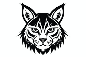 Obraz premium bobcat head silhouette line art vector illustration with a white background