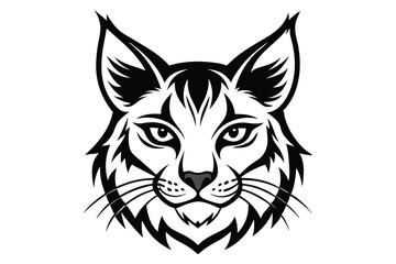 Obraz premium bobcat head silhouette line art vector illustration with a white background