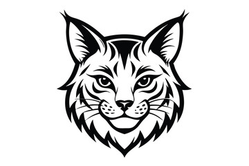 Fototapeta premium bobcat head silhouette line art vector illustration with a white background