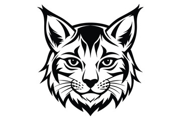 Fototapeta premium bobcat head silhouette line art vector illustration with a white background