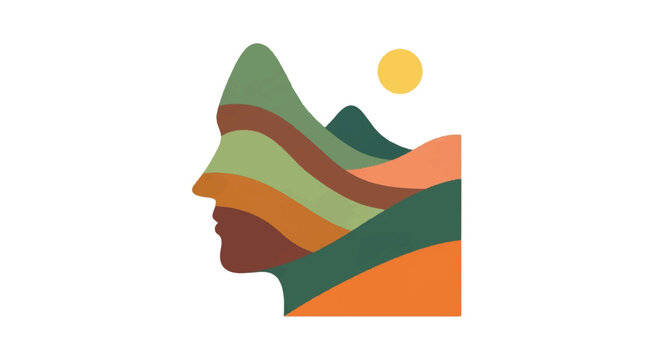 Abstract mountain profile symbolizing nature and human connection
