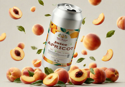 Apricot Juice Can Mockup