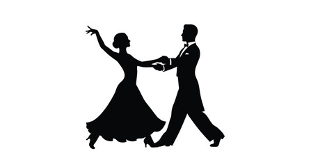 Elegant couple dancing passionately a striking black silhouette © MSTSALINA