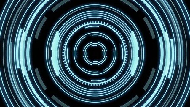 Futuristic looping rotating radar interface glowing concentric patterns smooth wave sweeps modern sci fi seamless surreal ambience cascading softly abstract cinematic loop