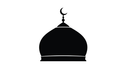 Black mosque dome with crescent moon a striking silhouette © MSTSALINA