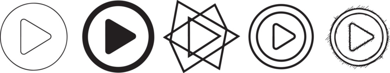 Play pause rewind fast forward skip icons set thin line flat design vector illustration scalable graphic