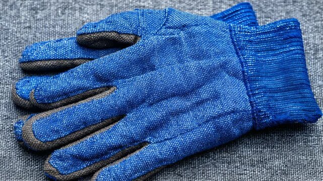 Closeup of fabric work gloves, clean composition ample negative space