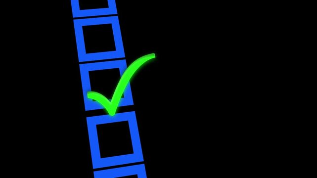 nice tick mark in squre box slider animation on tick mark sign blue on dark background slider video backgorund