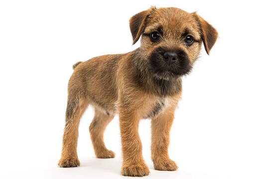 A cute border terrier puppy captivates with its adorable face and endearing gaze, showcasing the innate charm of the canine companion, embodying the essence of pure puppyhood and companionship.