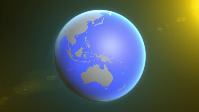 The animation shows a graphic representation of the earth and highlights the location and map of Tuvalu colored red.