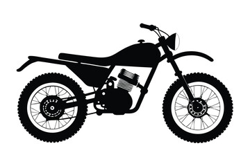 Fototapeta premium scrambler bike silhouette line art vector illustration with a white background