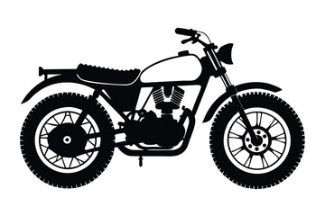 Fototapeta premium scrambler bike silhouette line art vector illustration with a white background