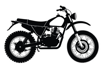 Obraz premium scrambler bike silhouette line art vector illustration with a white background
