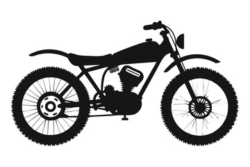 Fototapeta premium scrambler bike silhouette line art vector illustration with a white background