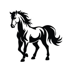 Obraz premium Powerful Rearing Stallion Silhouette - Dynamic Horse Vector Illustration