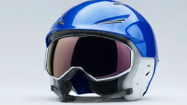 Closeup of a ski helmet, clean composition ample negative space