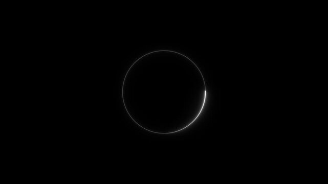 white neon circle with a segment missing on a black background ring glowing Vibrant Pink Neon Circle With Partial Glow Against Black Background abstract background .