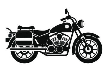 Obraz premium police motorcycle silhouette line art vector illustration with a white background