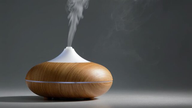 Closeup of a small aroma diffuser, clean composition ample negative space