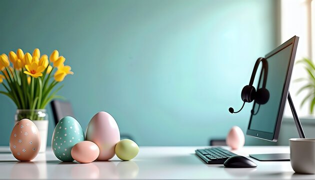 Easter and call centre , space for text 