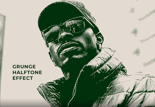 Screenprint Grunge Halftone Effect Mockup