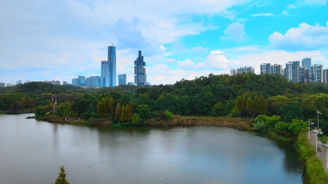 Guiyang Guanshanhu Lake Aerial View with City Skyline