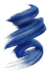 Swirling, textured blue paint strokes against a white background, suggesting motion