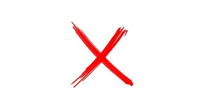 Animated red X error Icon &ndash; Brushstroke Mark on Transparent