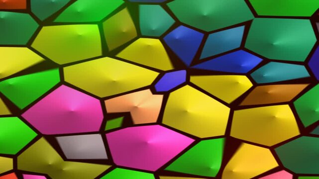 Vibrant abstract pattern of colorful geometric shapes with raised, pointed textures.