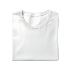 Folded plain white round neck tshirt isolated on transparent background