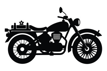 Fototapeta premium military motorcycle silhouette line art vector illustration with a white background