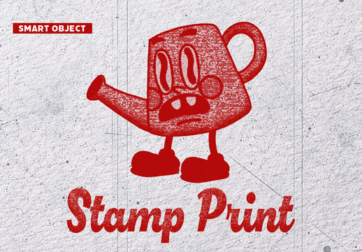 Grainy Red Stamp Print Effect Mockup