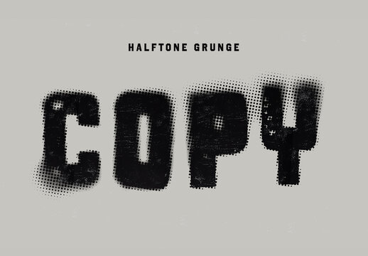 Halftone Grunge Spray Stencil Text Effect