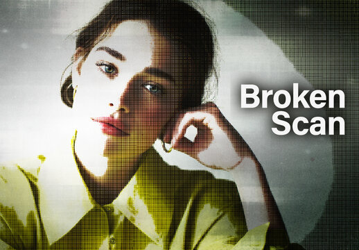 Halftone Retro Broken Scan Photo Effect