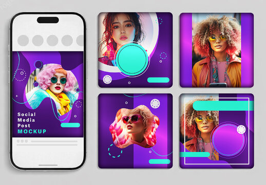 Smartphone Interface Social Media Post Banner Mockup
