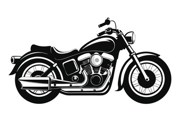 harley davidson bike silhouette line art vector illustration with a white background