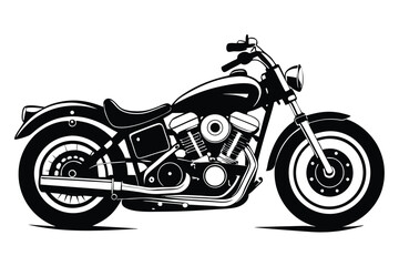 harley davidson bike silhouette line art vector illustration with a white background