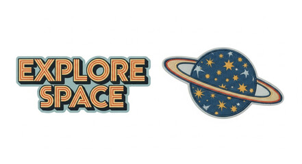 Explore Space Text and Planet Illustration. © Nifi