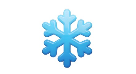 Obraz premium A 3D snowflake illustration with bright blue colors and a subtle shimmery effect. The design looks clean, minimalist, and elegant against a plain white background.