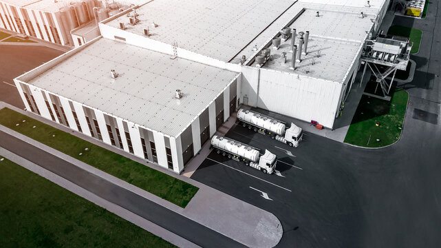 the truck is loaded in the logistics center top view