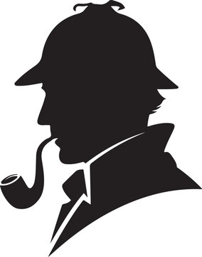 Sherlock Holmes silhouette, high quality. black vector