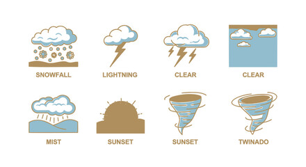 Set of 8 weather icons vector