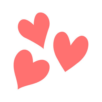 Hand drawn cute red hearts icon on a white background. Vector illustration
