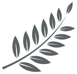 Obraz premium Stylized Grey Leafy Branch on White Background