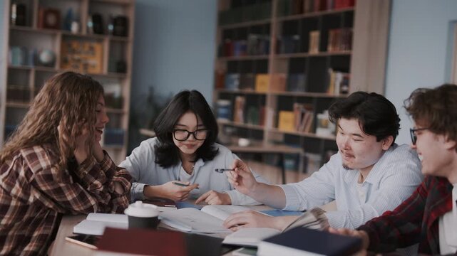 Diverse students collaborating on a university project